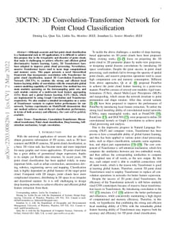 3DCTN: 3D Convolution-Transformer Network for Point Cloud Classification