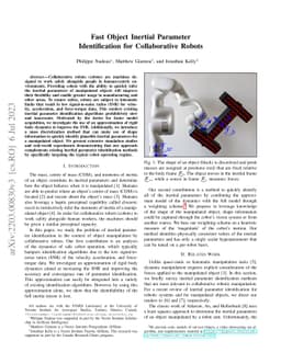 Fast Object Inertial Parameter Identification for Collaborative Robots