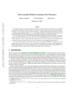Adversarially Robust Learning with Tolerance