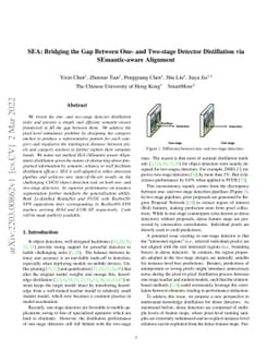 SEA: Bridging the Gap Between One- and Two-stage Detector Distillation
  via SEmantic-aware Alignment