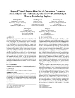Beyond Virtual Bazaar: How Social Commerce Promotes Inclusivity for the
  Traditionally Underserved Community in Chinese Developing Regions