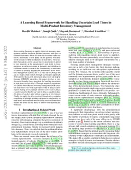A Learning Based Framework for Handling Uncertain Lead Times in
  Multi-Product Inventory Management