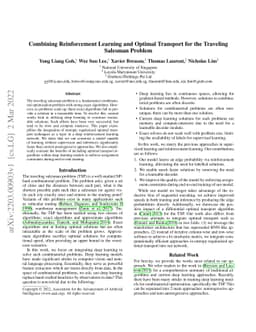 Combining Reinforcement Learning and Optimal Transport for the Traveling
  Salesman Problem