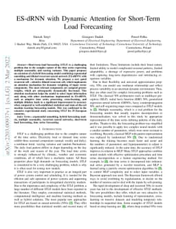 ES-dRNN with Dynamic Attention for Short-Term Load Forecasting