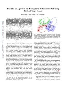 KC-TSS: An Algorithm for Heterogeneous Robot Teams Performing Resilient
  Target Search