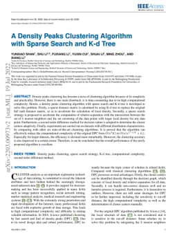 A density peaks clustering algorithm with sparse search and K-d tree