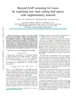 Beyond GAP screening for Lasso by exploiting new dual cutting
  half-spaces with supplementary material