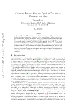 Continual Feature Selection: Spurious Features in Continual Learning