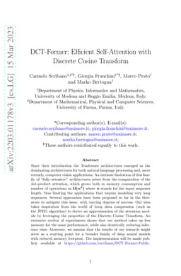 DCT-Former: Efficient Self-Attention with Discrete Cosine Transform