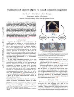 Manipulation of unknown objects via contact configuration regulation