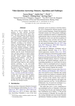 Video Question Answering: Datasets, Algorithms and Challenges