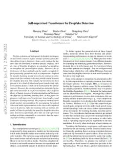 Self-supervised Transformer for Deepfake Detection
