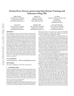 EnclaveTree: Privacy-preserving Data Stream Training and Inference Using
  TEE