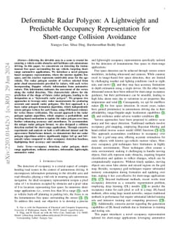 Deformable Radar Polygon: A Lightweight and Predictable Occupancy
  Representation for Short-range Collision Avoidance