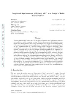 Large-scale Optimization of Partial AUC in a Range of False Positive
  Rates