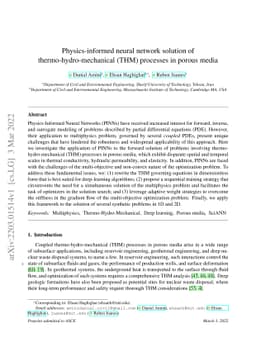 Physics-informed neural network solution of thermo-hydro-mechanical
  (THM) processes in porous media
