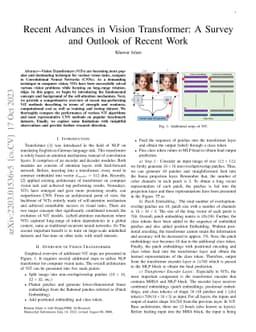 Recent Advances in Vision Transformer: A Survey and Outlook of Recent
  Work