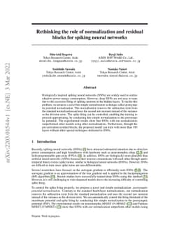 Rethinking the role of normalization and residual blocks for spiking
  neural networks
