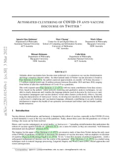 Automated clustering of COVID-19 anti-vaccine discourse on Twitter