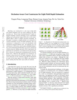 Occlusion-Aware Cost Constructor for Light Field Depth Estimation