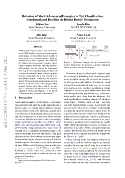 Detection of Word Adversarial Examples in Text Classification: Benchmark
  and Baseline via Robust Density Estimation