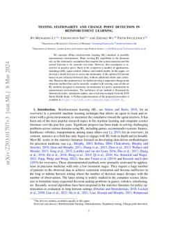 Testing Stationarity and Change Point Detection in Reinforcement Learning
