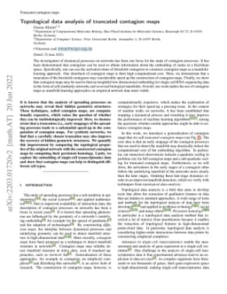 Topological data analysis of truncated contagion maps
