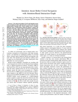 Intention Aware Robot Crowd Navigation with Attention-Based Interaction
  Graph