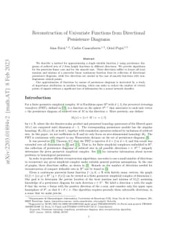 Reconstruction of univariate functions from directional persistence
  diagrams
