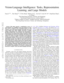 Vision-Language Intelligence: Tasks, Representation Learning, and Large
  Models