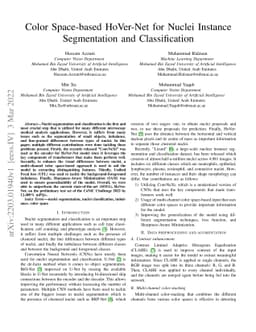 Color Space-based HoVer-Net for Nuclei Instance Segmentation and
  Classification