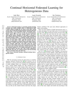 Continual Horizontal Federated Learning for Heterogeneous Data