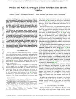 Passive and Active Learning of Driver Behavior from Electric Vehicles