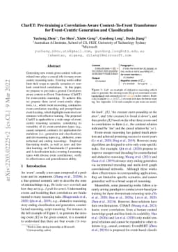 ClarET: Pre-training a Correlation-Aware Context-To-Event Transformer
  for Event-Centric Generation and Classification