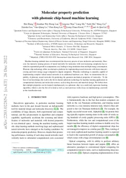 A photonic chip-based machine learning approach for the prediction of
  molecular properties