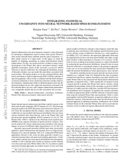Integrating Statistical Uncertainty into Neural Network-Based Speech
  Enhancement