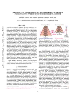 iSTFTNet: Fast and Lightweight Mel-Spectrogram Vocoder Incorporating
  Inverse Short-Time Fourier Transform