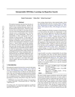 Interpretable Off-Policy Learning via Hyperbox Search