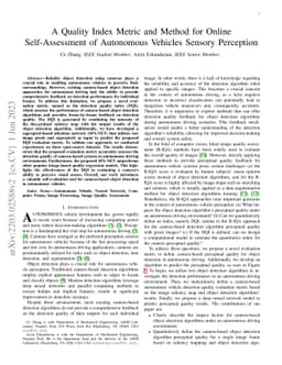 A Quality Index Metric and Method for Online Self-Assessment of
  Autonomous Vehicles Sensory Perception