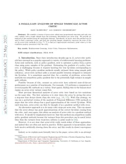 A Small Gain Analysis of Single Timescale Actor Critic