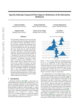 Sparsity-Inducing Categorical Prior Improves Robustness of the
  Information Bottleneck