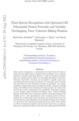 Plant Species Recognition with Optimized 3D Polynomial Neural Networks
  and Variably Overlapping Time-Coherent Sliding Window