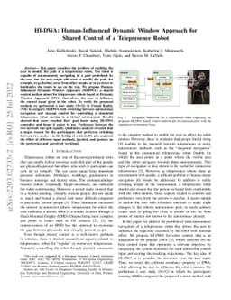 HI-DWA: Human-Influenced Dynamic Window Approach for Shared Control of a
  Telepresence Robot