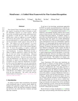 MetaFormer: A Unified Meta Framework for Fine-Grained Recognition