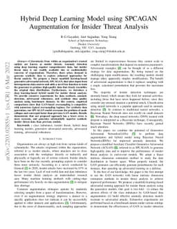 Hybrid Deep Learning Model using SPCAGAN Augmentation for Insider Threat
  Analysis