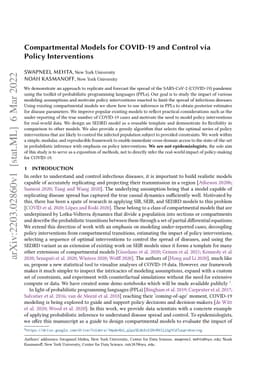 Compartmental Models for COVID-19 and Control via Policy Interventions
