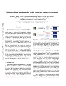 Multi-class Token Transformer for Weakly Supervised Semantic
  Segmentation