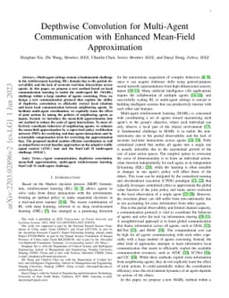 Depthwise Convolution for Multi-Agent Communication with Enhanced
  Mean-Field Approximation