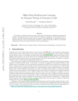 Offline Deep Reinforcement Learning for Dynamic Pricing of Consumer
  Credit