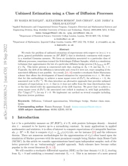 Unbiased Estimation using a Class of Diffusion Processes